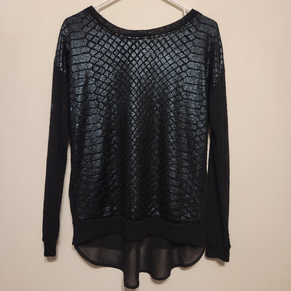 Bar III Metallic Scale Pattern Long Sleeve